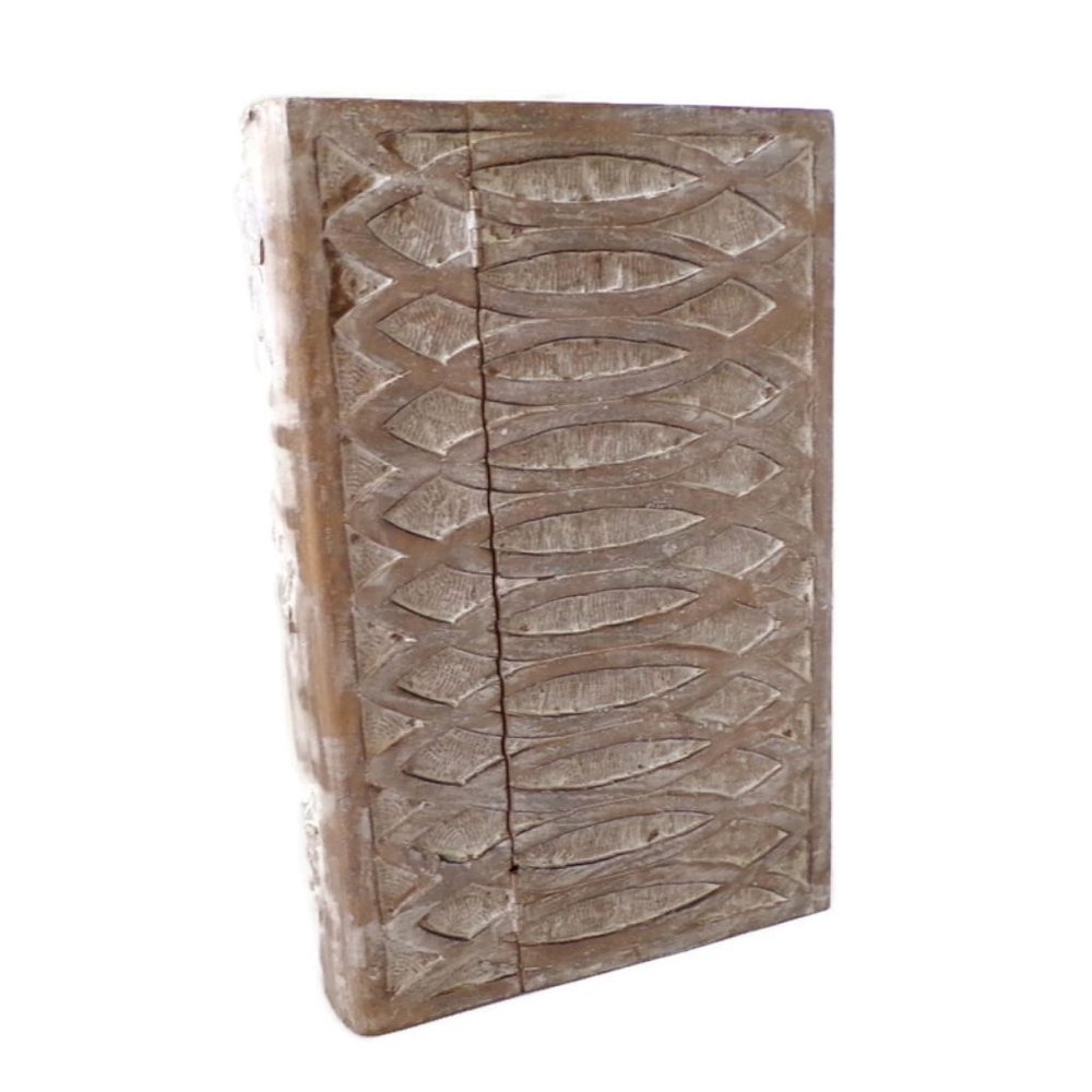 Carved Wooden Bible Box Holder Keepsake Box Hinged Lid   3108